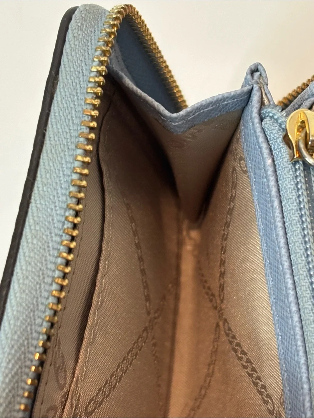 MICHAEL KORS ($138) Jet Set Travel Small  Steel Blue Pebbled Leather Wallet